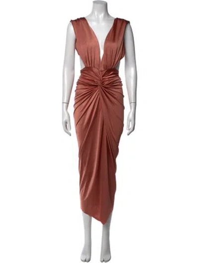 Pre-owned Baobab Plunge Neckline Midi Length Dress In Pink