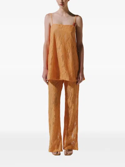 Baobab Ausgestellte Porto Hose Aus Spitzenstoff In Orange