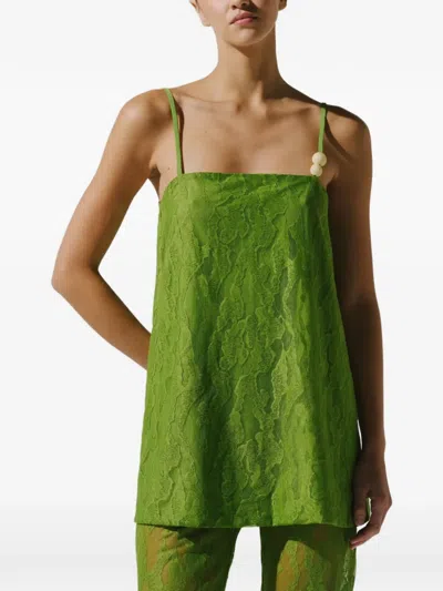 Baobab Porto Resin-embellished Lace Top In Green