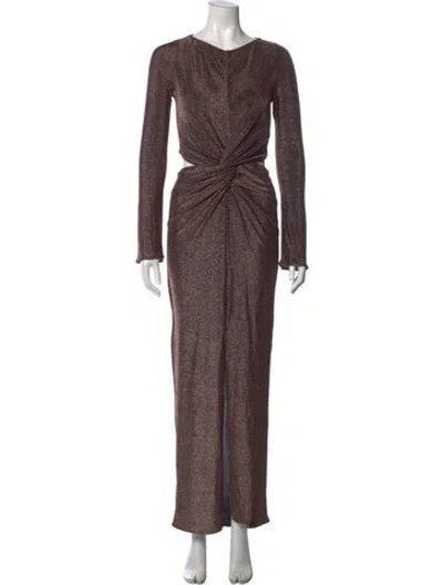 Pre-owned Baobab Printed Long Dress In Brown