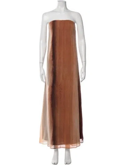 Pre-owned Baobab Printed Long Dress In Brown