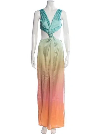Pre-owned Baobab Printed Long Dress In Orange