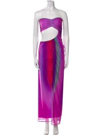 Pre-owned Baobab Printed Long Dress In Purple
