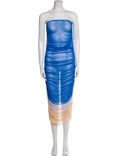 Pre-owned Baobab Printed Midi Length Dress In Blue