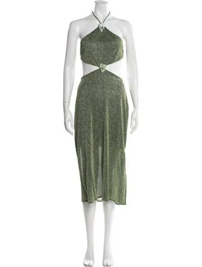 Pre-owned Baobab Printed Midi Length Dress In Green