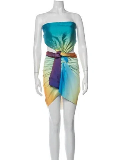 Pre-owned Baobab Printed Mini Dress In Green