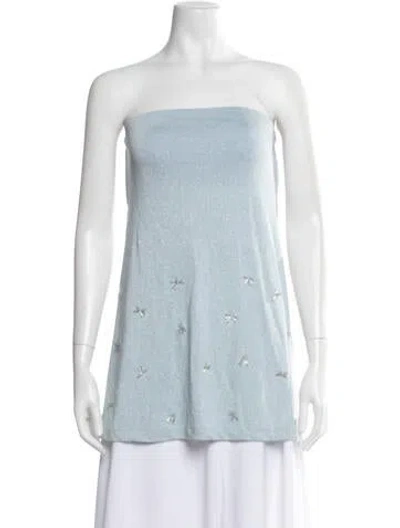 Pre-owned Baobab Printed Strapless Top In Blue