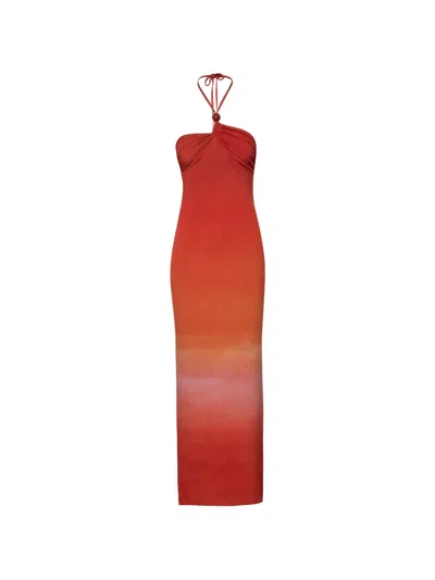 Baobab Resin Stone Self-tie Maxi Dress In Red