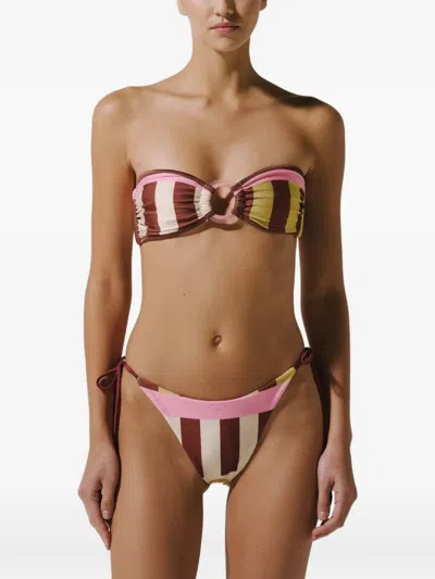 Baobab Rio Side-tie Striped Bikini Bottom In Animal Print