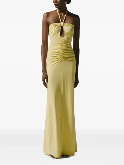 Baobab Romina Ruched Cut-out Maxi Dress In Yellow