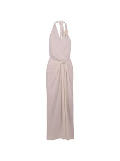 Baobab Ruched Halterneck Maxi Dress In Pink