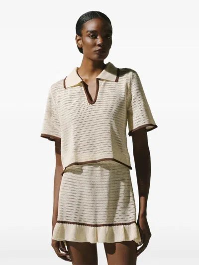 Baobab Ruffled-hem Knit Mini Skirt In Neutral