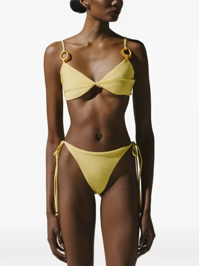 Baobab 루포 링 디테일 V넥 비키니 탑 In Yellow