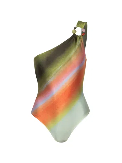 Baobab Saka One-shoulder Ring-detail Swimsuit In Multi