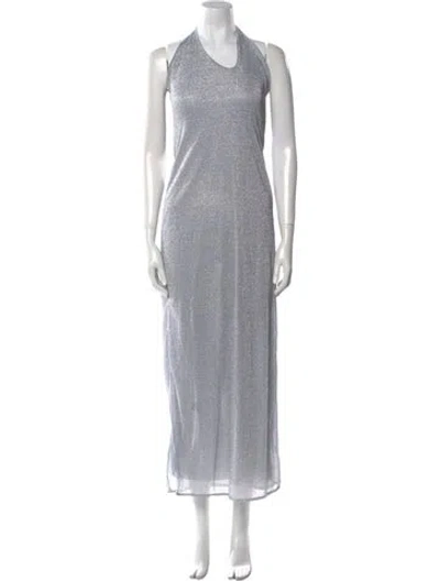 Pre-owned Baobab Scoop Neck Midi Length Dress In Gray