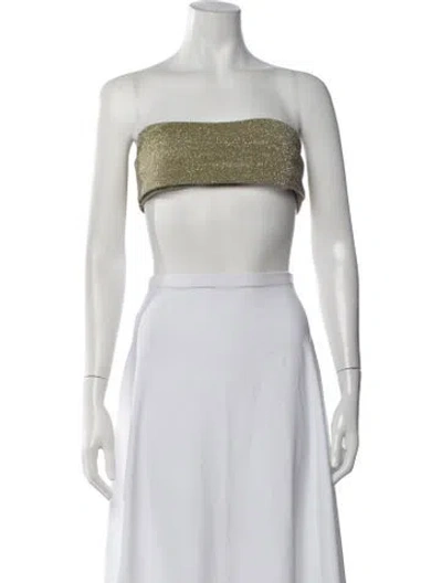 Pre-owned Baobab Strapless Crop Top In Green/metallic