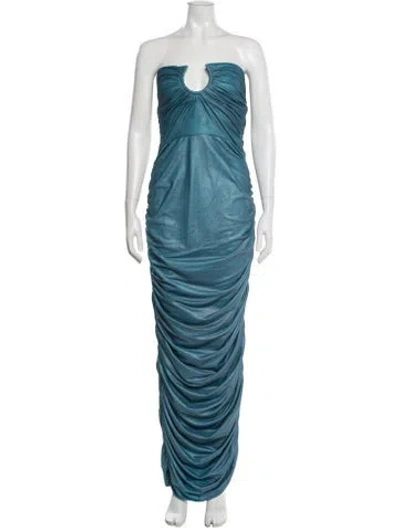 Pre-owned Baobab Strapless Long Dress In Blue