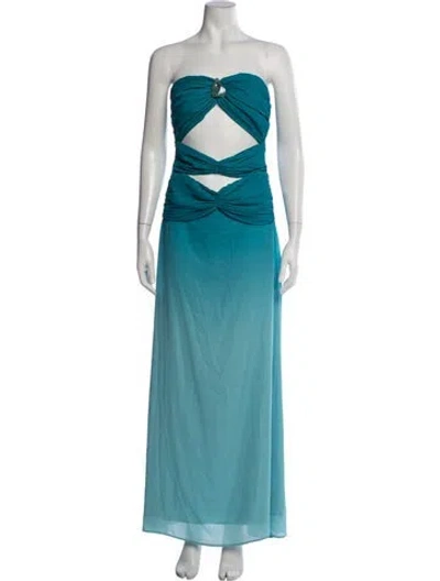 Pre-owned Baobab Strapless Long Dress In Blue