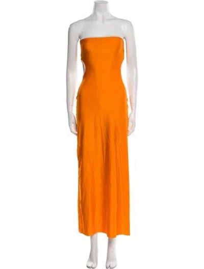 Pre-owned Baobab Strapless Long Dress In Orange