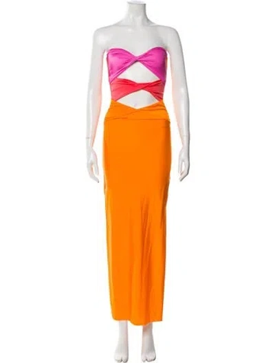 Pre-owned Baobab Strapless Long Dress In Orange