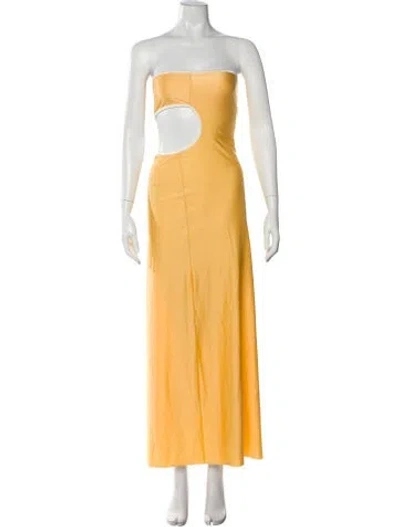Pre-owned Baobab Strapless Long Dress In Yellow