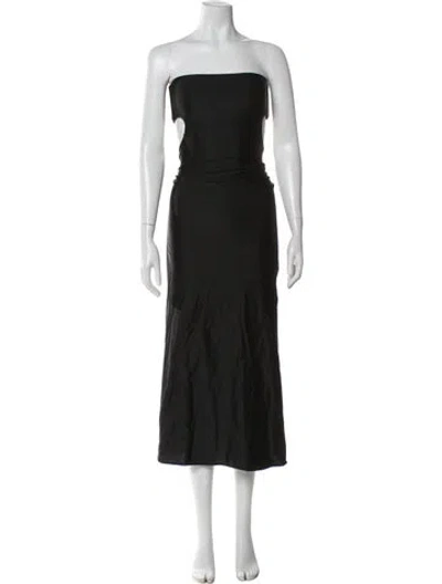Pre-owned Baobab Strapless Midi Length Dress In Black