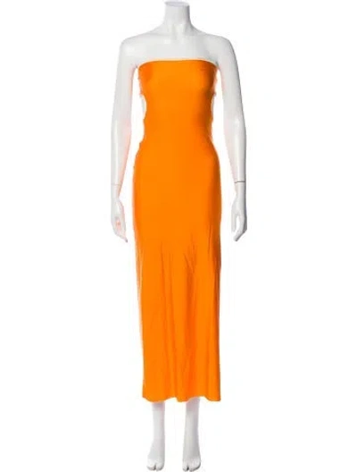 Pre-owned Baobab Strapless Midi Length Dress In Orange