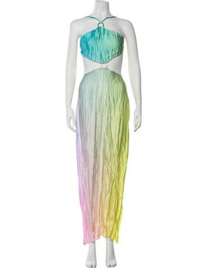 Pre-owned Baobab Striped Long Dress In Blue