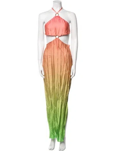 Pre-owned Baobab Striped Long Dress In Orange