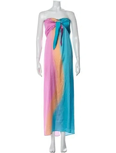 Pre-owned Baobab Tie-dye Print Long Dress In Blue