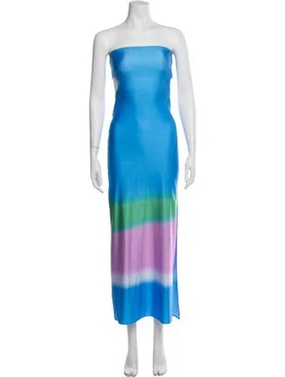 Pre-owned Baobab Tie-dye Print Long Dress In Blue