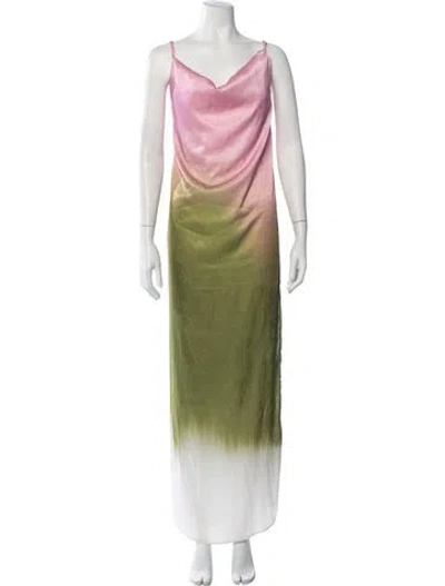 Pre-owned Baobab Tie-dye Print Long Dress In Green