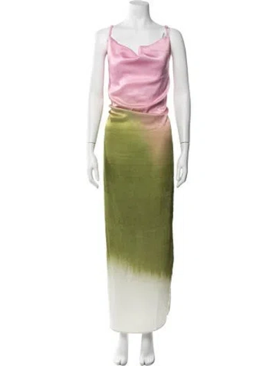 Pre-owned Baobab Tie-dye Print Long Dress In Green