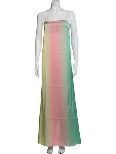 Pre-owned Baobab Tie-dye Print Long Dress In Green/pink