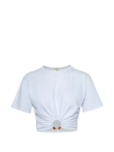 Baobab Tika Ring-detail Ruched T-shirt In White