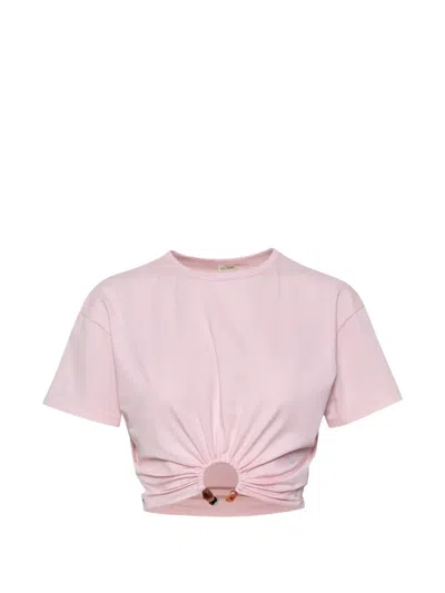 Baobab Tika Ruched Ring-detail T-shirt In Pink