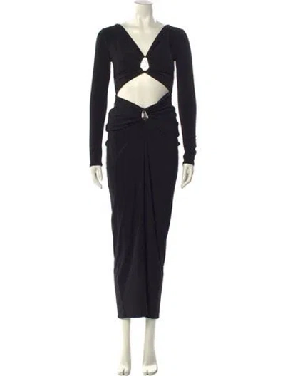 Pre-owned Baobab V-neck Long Dress In Black