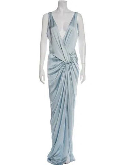 Pre-owned Baobab V-neck Long Dress In Blue