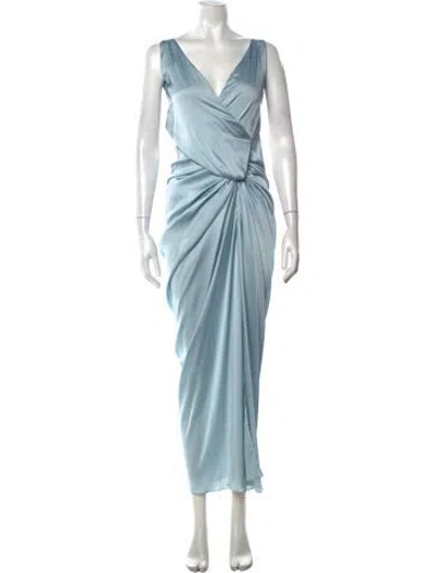 Pre-owned Baobab V-neck Long Dress In Blue
