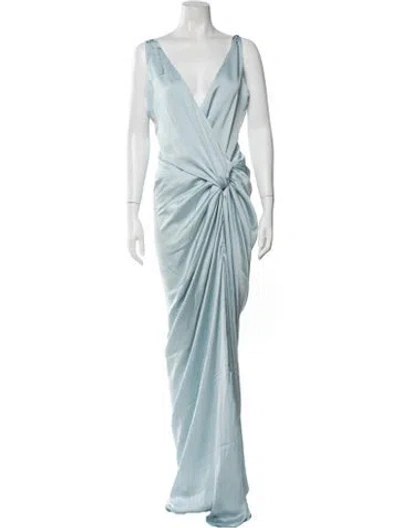 Pre-owned Baobab V-neck Long Dress In Blue