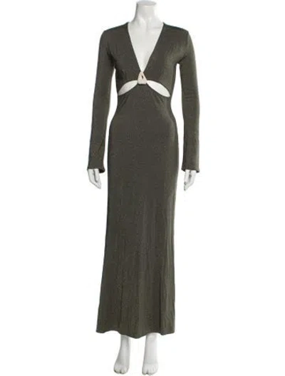 Pre-owned Baobab V-neck Long Dress In Gray