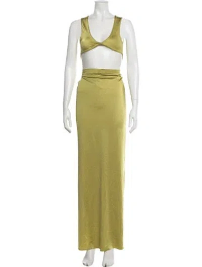 Pre-owned Baobab V-neck Long Dress In Green
