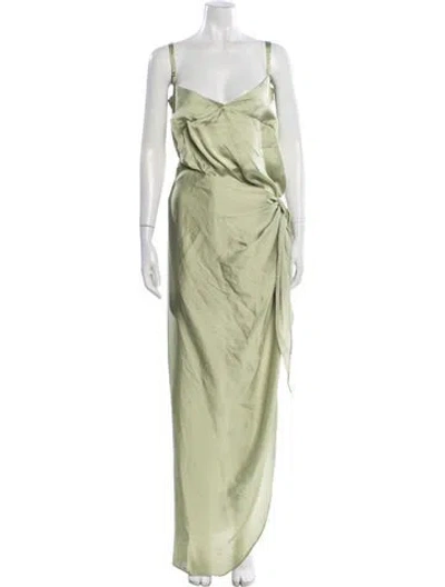 Pre-owned Baobab V-neck Long Dress In Green