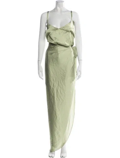 Pre-owned Baobab V-neck Long Dress In Green