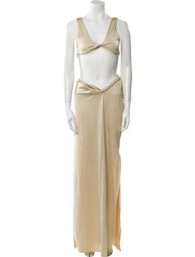 Pre-owned Baobab V-neck Long Dress In Neutral