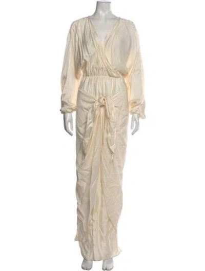 Pre-owned Baobab V-neck Long Dress In Neutral