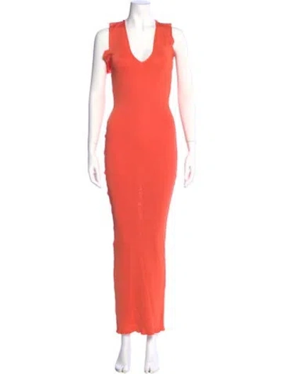 Pre-owned Baobab V-neck Long Dress In Orange
