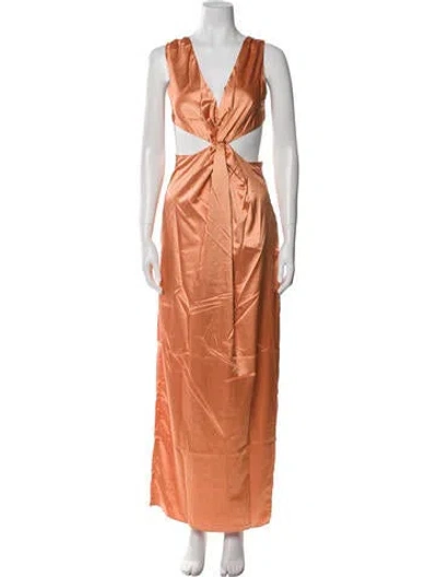 Pre-owned Baobab V-neck Long Dress In Orange