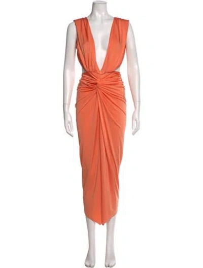 Pre-owned Baobab V-neck Long Dress In Orange