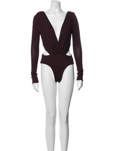 Pre-owned Baobab V-neck Long Sleeve Bodysuit In Burgundy